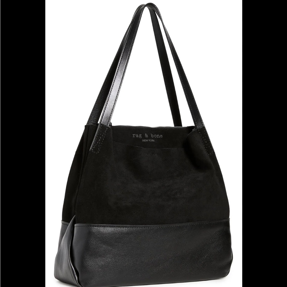 Rag & Bone Passenger 2.0 Black Suede and Leather Tote - Picture 2 of 6
